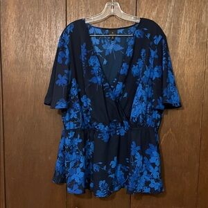 Worthington Blue Floral Top 3X